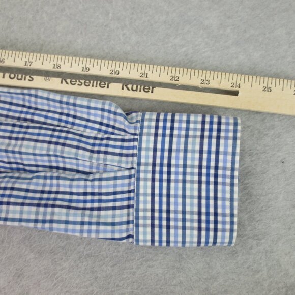 Burberry Long Sleeve Button Down Shirt Mens 18 41 Blue White Comfort Casual - Picture 11 of 13